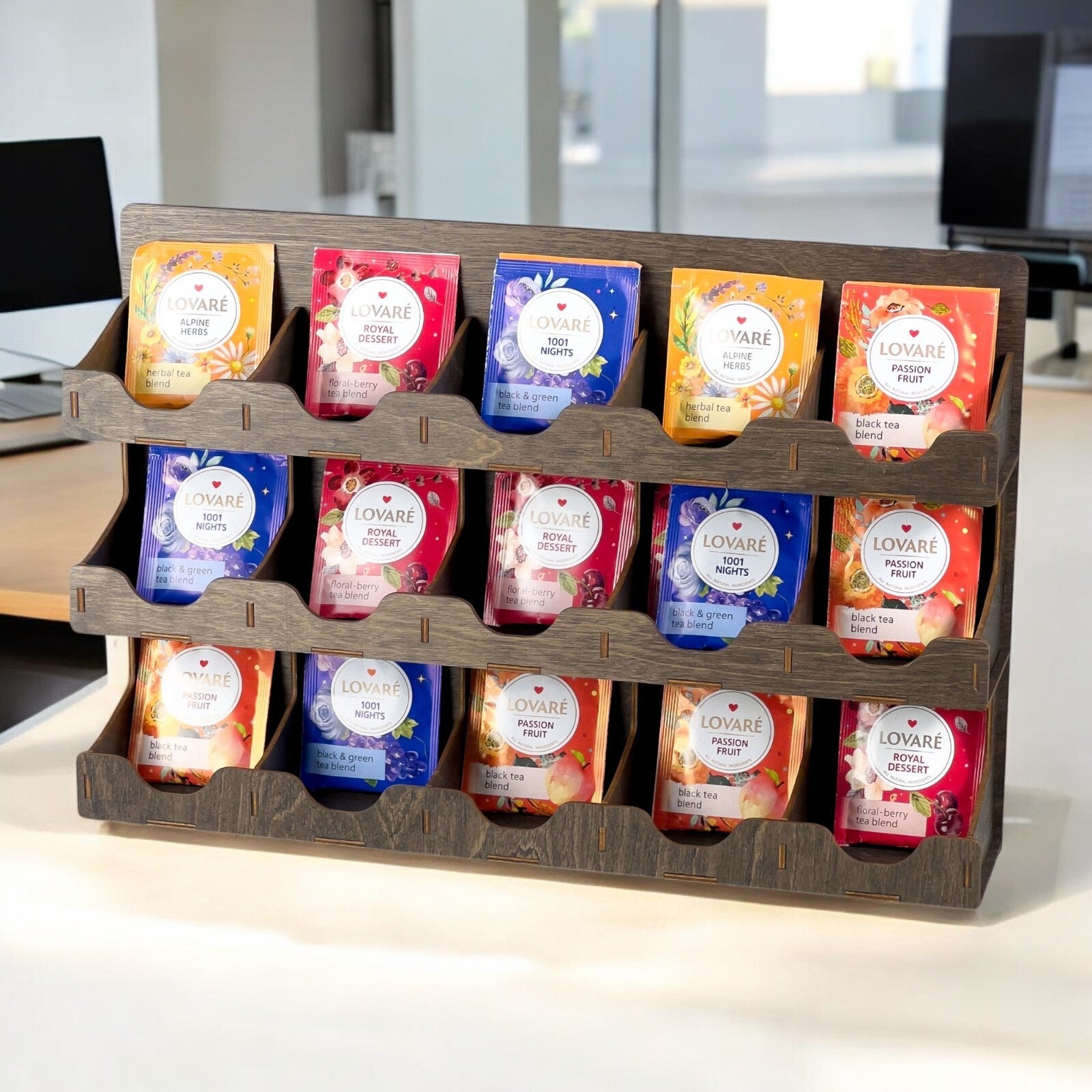 Wooden Tea Box Storage Oranizer Tea Bag Holder tea shelf organizer