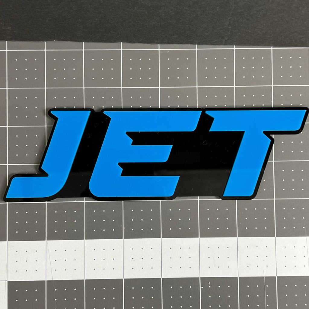 1PCS JET Emblem – Durable 3D Multicolor Acrylic Car Exterior Badge
