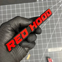 1PC RED HOOD Emblem – Custom 3D Multicolor Acrylic Badge for Car & SUV