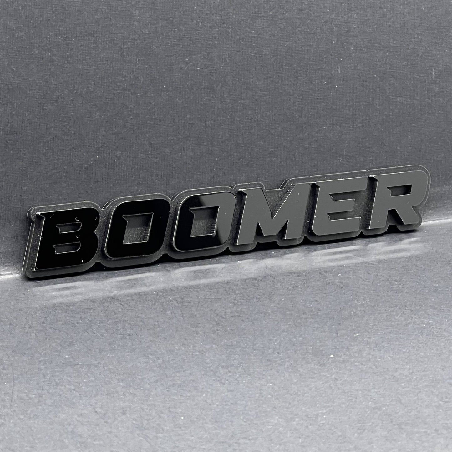 1PC BOOMER Badge – Custom 3D Multicolor Acrylic Car Fender & Trunk Sticker Decal
