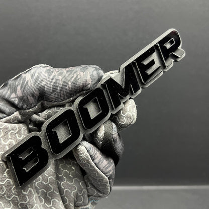 1PC BOOMER Badge – Custom 3D Multicolor Acrylic Car Fender & Trunk Sticker Decal