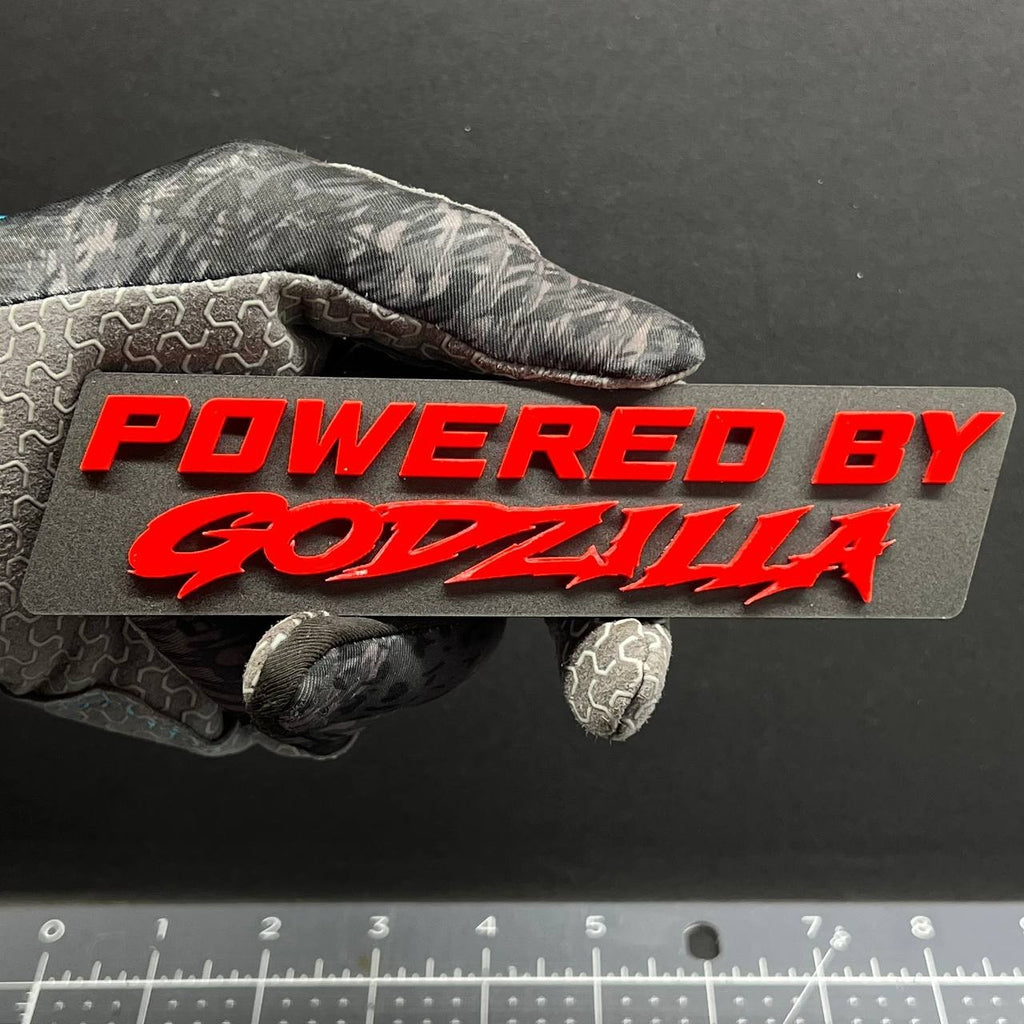 1PC POWERED BY GODZILLA Emblem – 3D Exterior Badge Decal for Trunk Fender Door