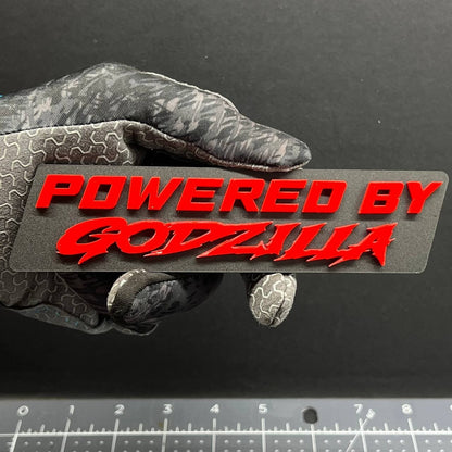1PC POWERED BY GODZILLA Emblem – 3D Exterior Badge Decal for Trunk Fender Door