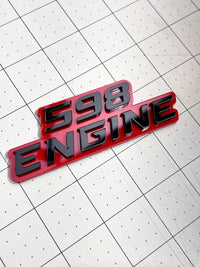 598 ENGINE EMBLEMS QTY 2 FENDER EXTERIOR 598 ENGINE BADGE PAIR 3D ACRYLIC DECAL