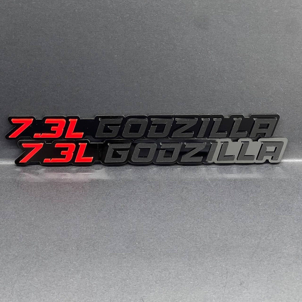 2PCS 7.3L GODZILLA Emblems – 3D Fender Badges for Ford Engine Truck SUV