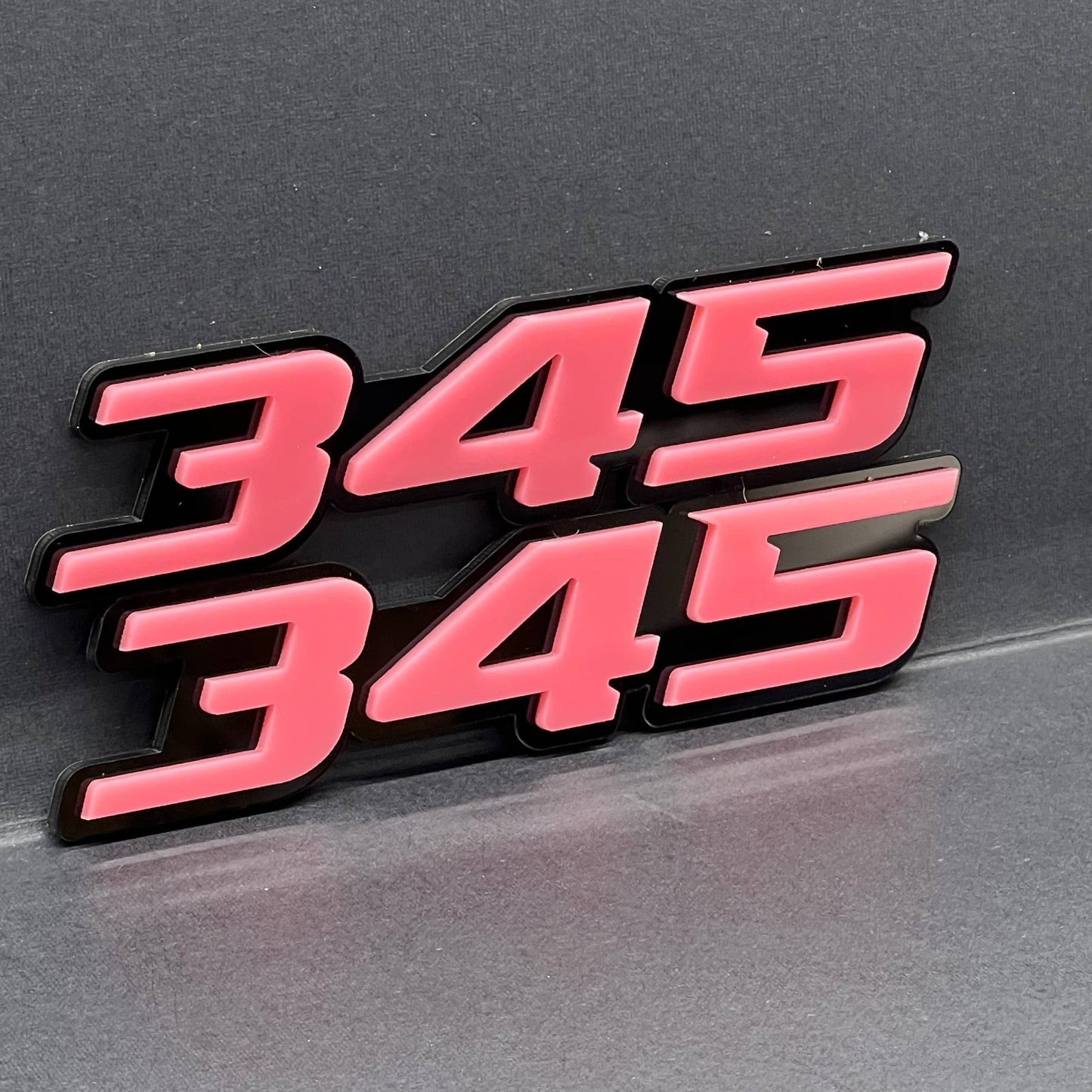 2PCS 345 Emblems – Custom 3D Acrylic Engine Fender & Trunk Badges