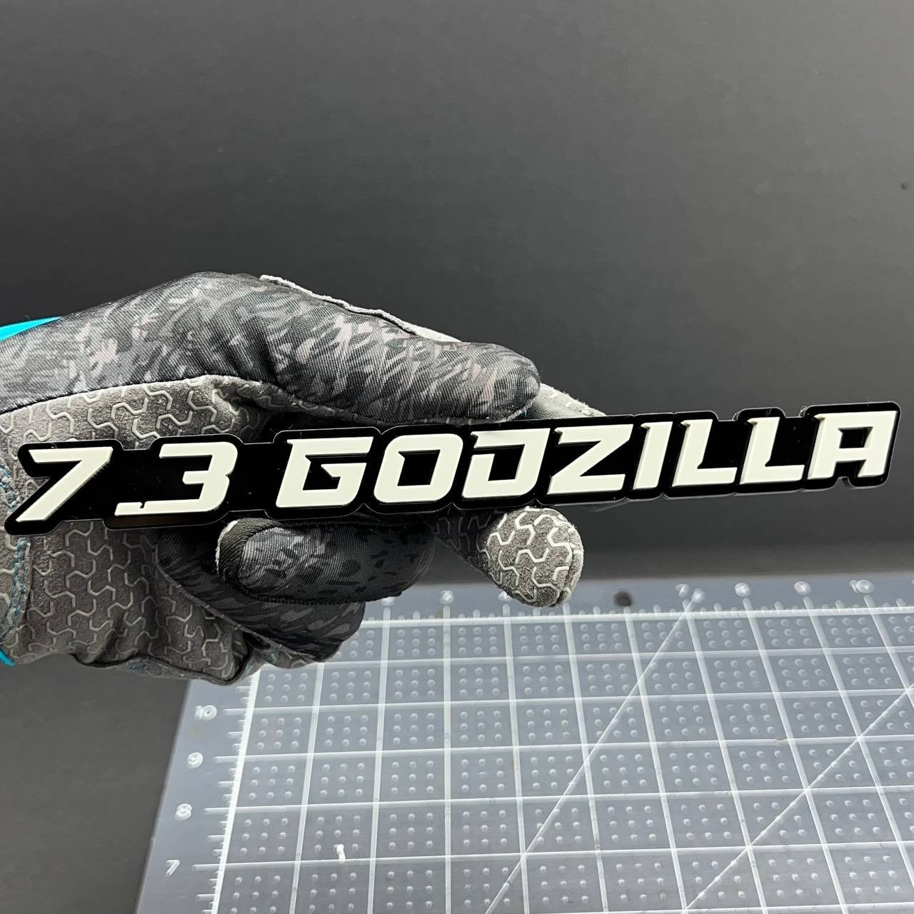 2PCS 7.3L GODZILLA Emblems Grey – 3D Fender Badges for Ford Engine Truck or SUV