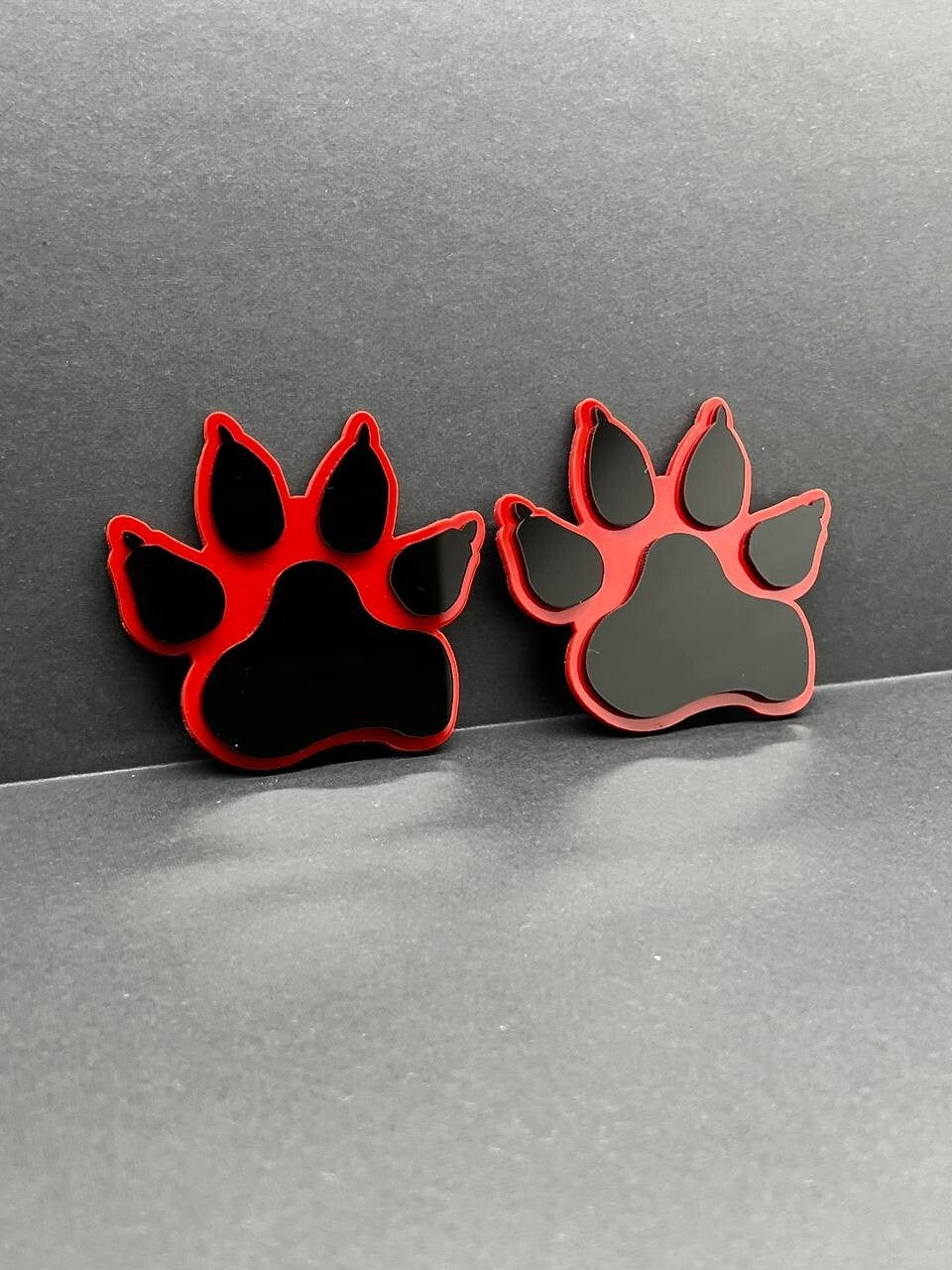 2x Red Fender Dog Paw Emblem Badge Logo for Ford Bronco Truck Sport Offroad 4x4