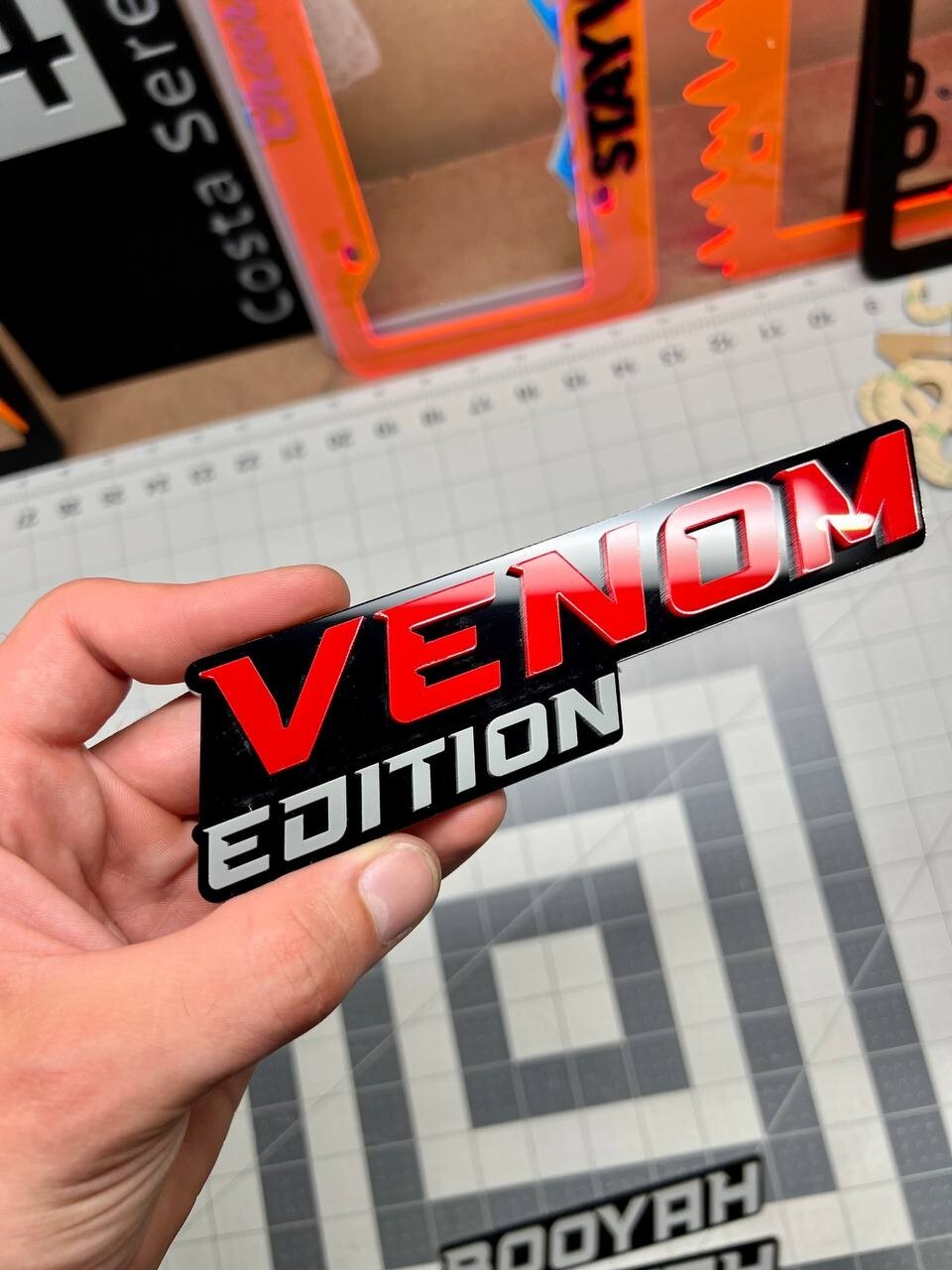 1PCS Red Venom Edition Emblem Car Badges Badass 3D Sticker Decal Multicolor