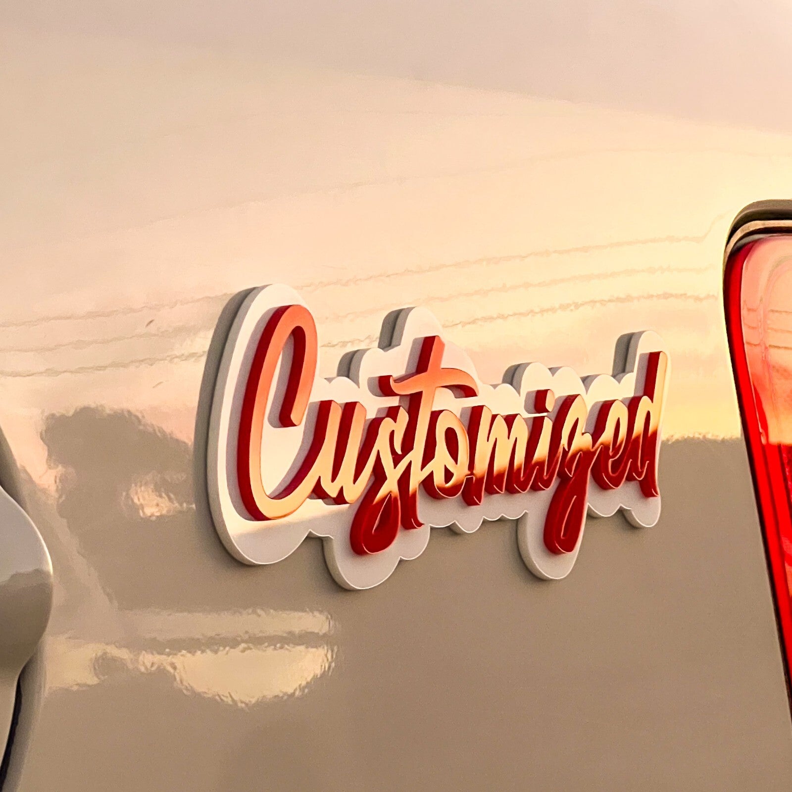 Personalized budget Acrylic Car Emblem – MULTI COLOR Customized Text Names
