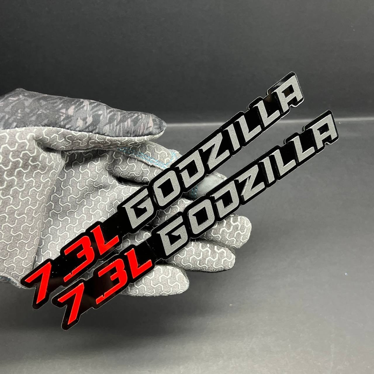 2PCS 7.3L GODZILLA Emblems – 3D Fender Badges for Ford Engine Truck SUV