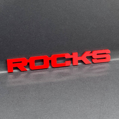 1PC ROCKS Emblem – Acrylic Tailgate or Fender Badge for Car, SUV, Truck