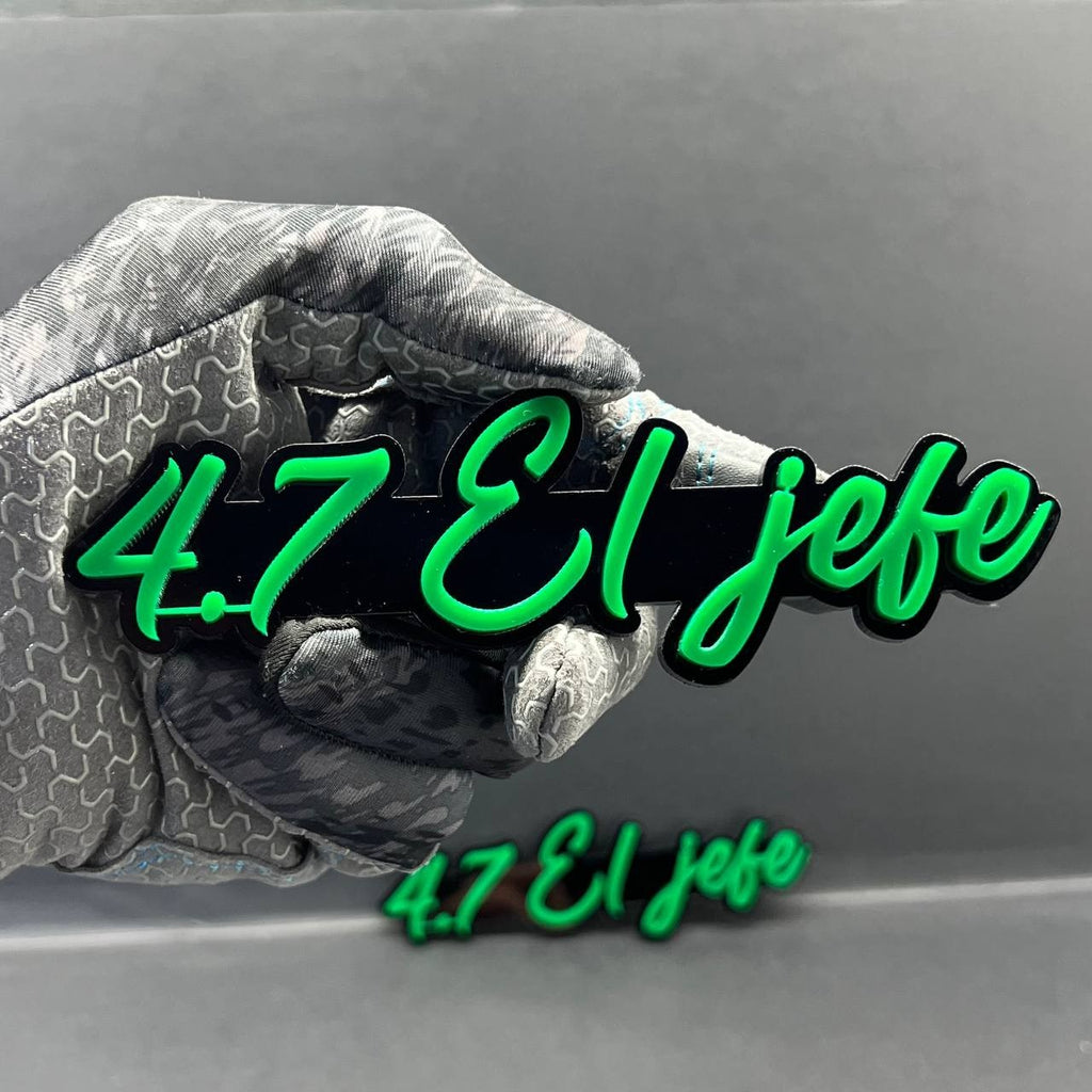 1PC 4.7 El Jefe Emblem – Custom 3D Multicolor Acrylic Car Fender Tailgate Badge