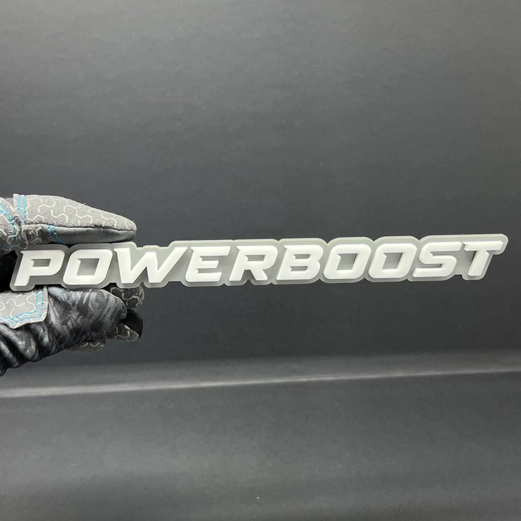 1PC POWERBOOST White Emblem Custom Fender or Tailgate Badge for Car SUV or Truck
