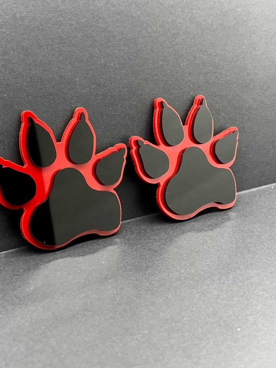 2x Red Fender Dog Paw Emblem Badge Logo for Ford Bronco Truck Sport Offroad 4x4