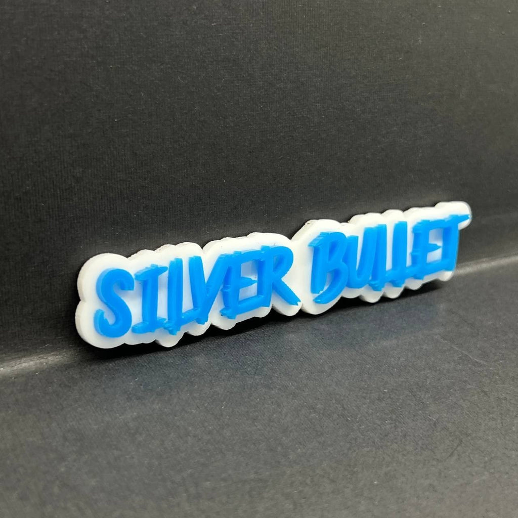 1PC Silver Bullet Emblem – 3D Multicolor Acrylic Car Fender Tailgate Badge