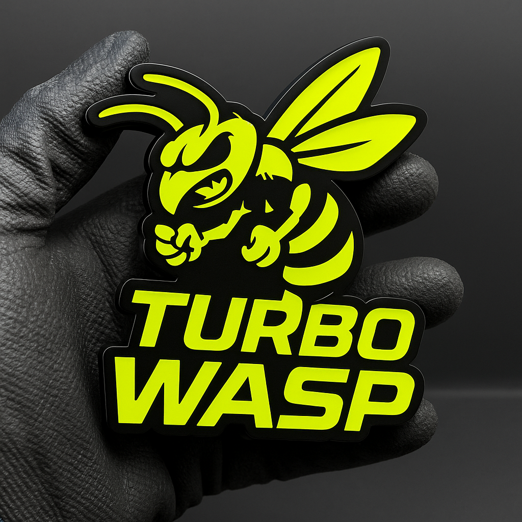 1PCS TURBO WASP Emblem – 3D Multicolor Acrylic Car Badge for Trucks