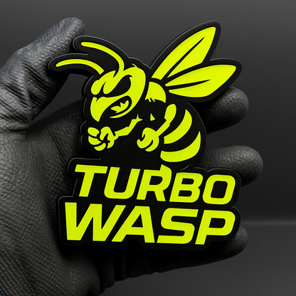 1PCS TURBO WASP Emblem – 3D Multicolor Acrylic Car Badge for Trucks