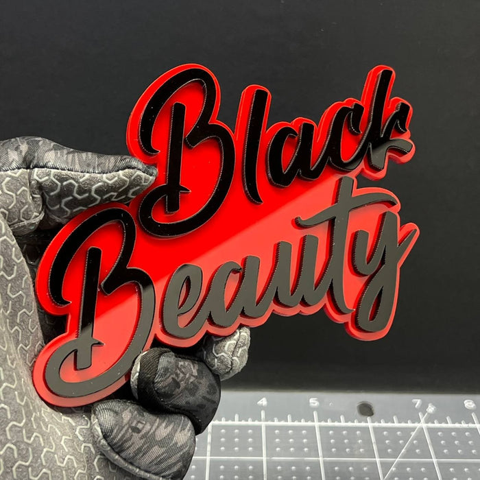 1PC Black Beauty 3D Emblem – Custom Acrylic Car Fender Trunk Badge Decal