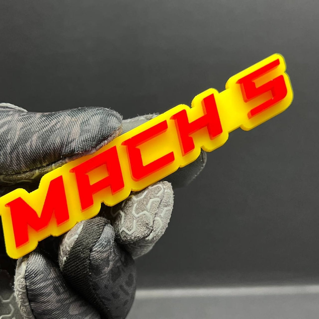 1pc MACH 5 Emblem – 3D Multicolor Acrylic Car, Truck & SUV Exterior Badge