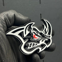 2PCS Rhino Red Eye Emblems – Angry Aggressive 3D Fender Car & Truck Badges