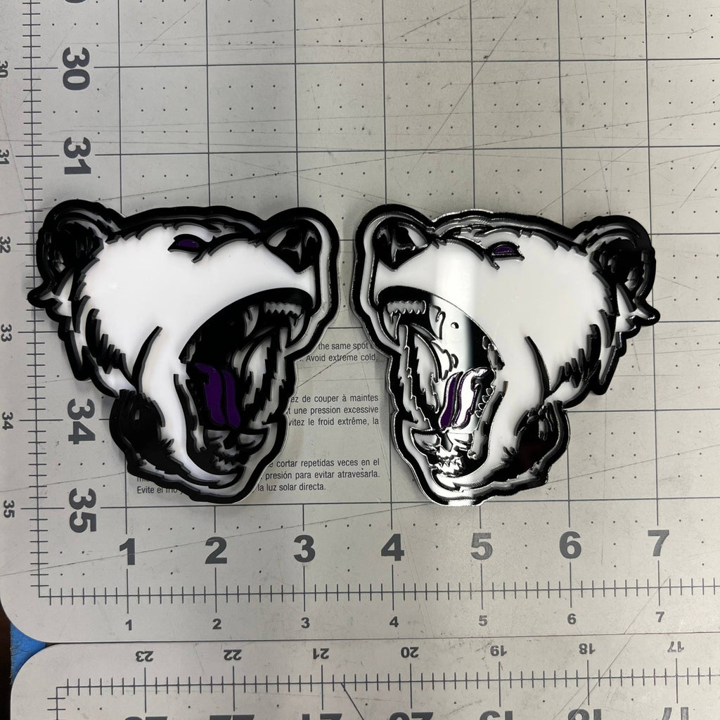 2PCS Angry Bear Emblems – Aggressive 3D Acrylic Car & Truck Fender Badges