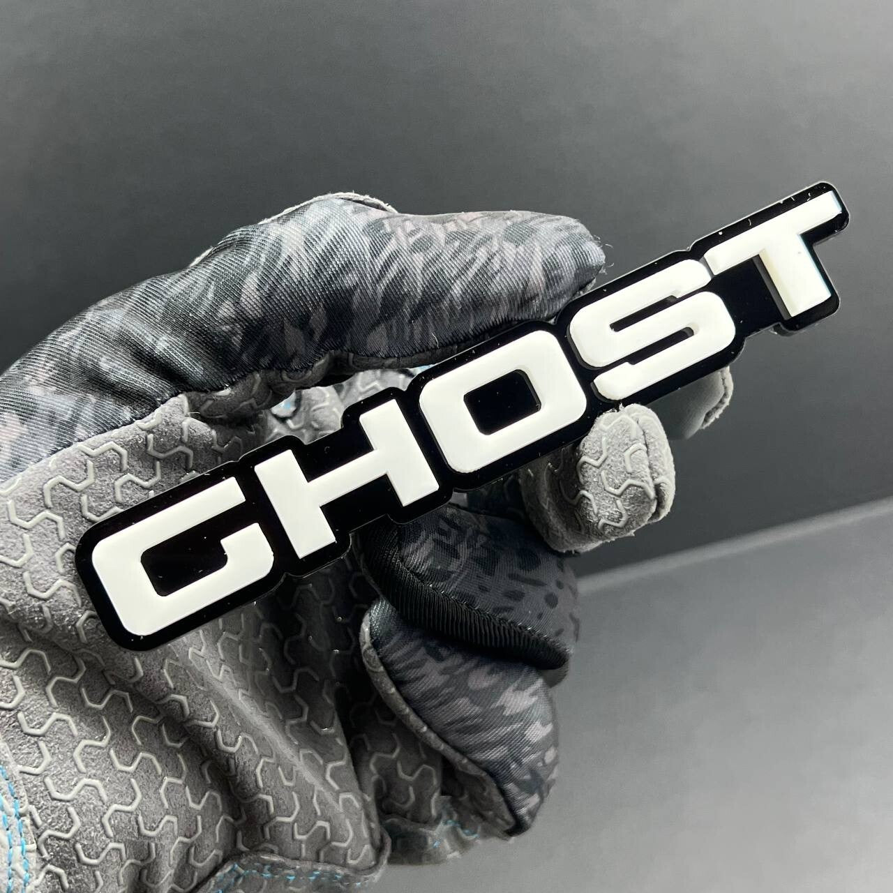 2pcs GHOST Black White Emblem Car Side Fender Grill Trunk Badge Sticker Decal