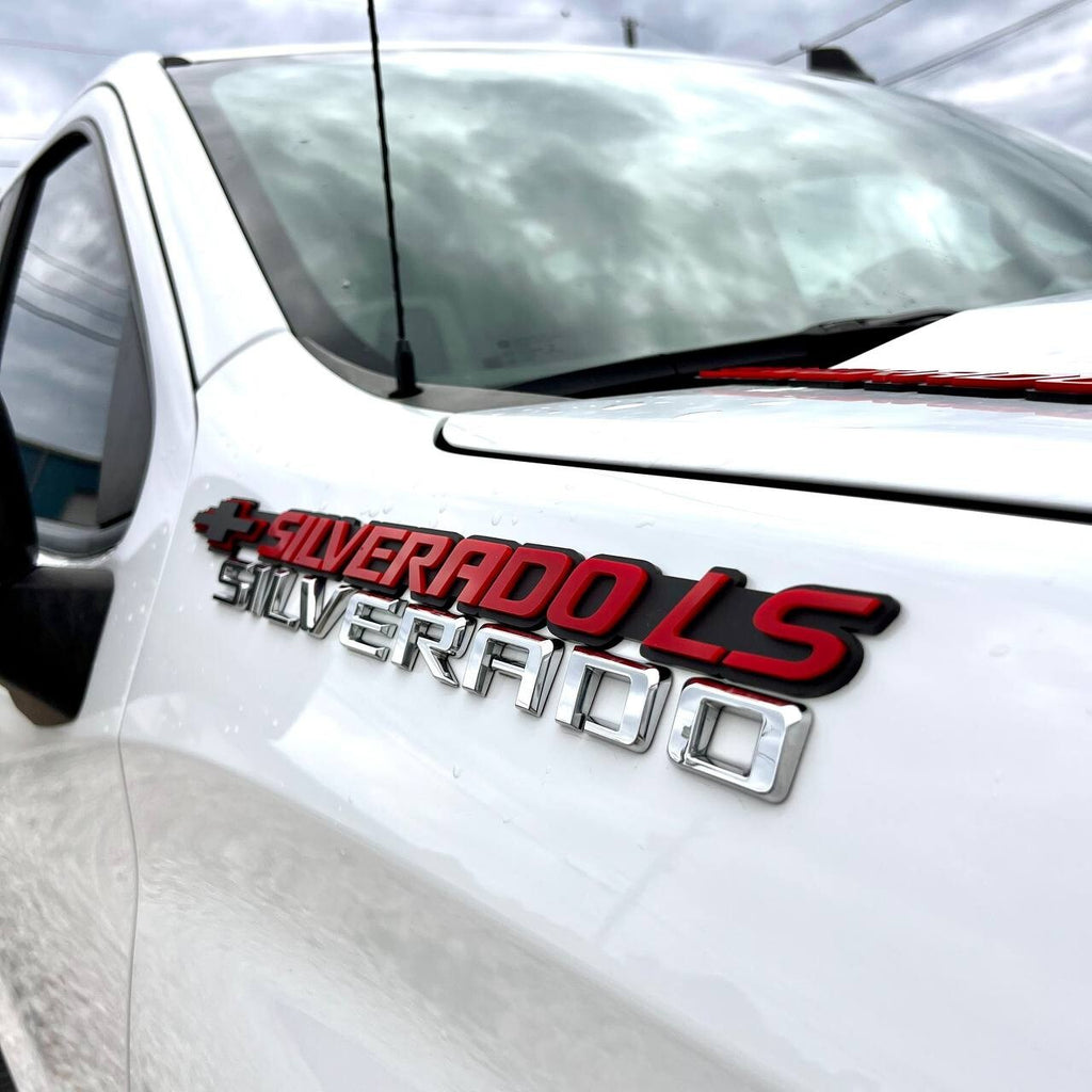 2PCS Mate Black and Red SILVERADO EMBLEM BADGE FOR SILVERADO