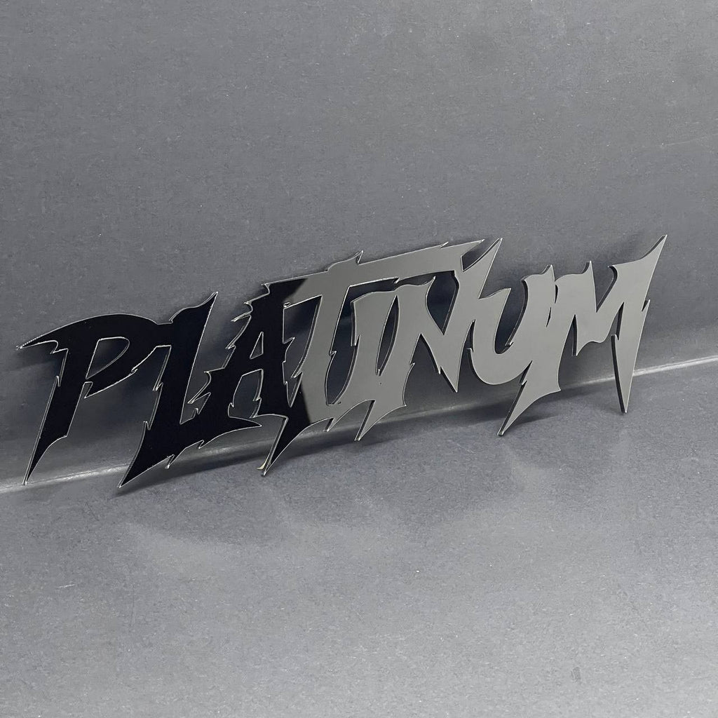 1PC PLATINUM Emblem – Black Acrylic Fender or Tailgate Badge for Car, SUV, Truck