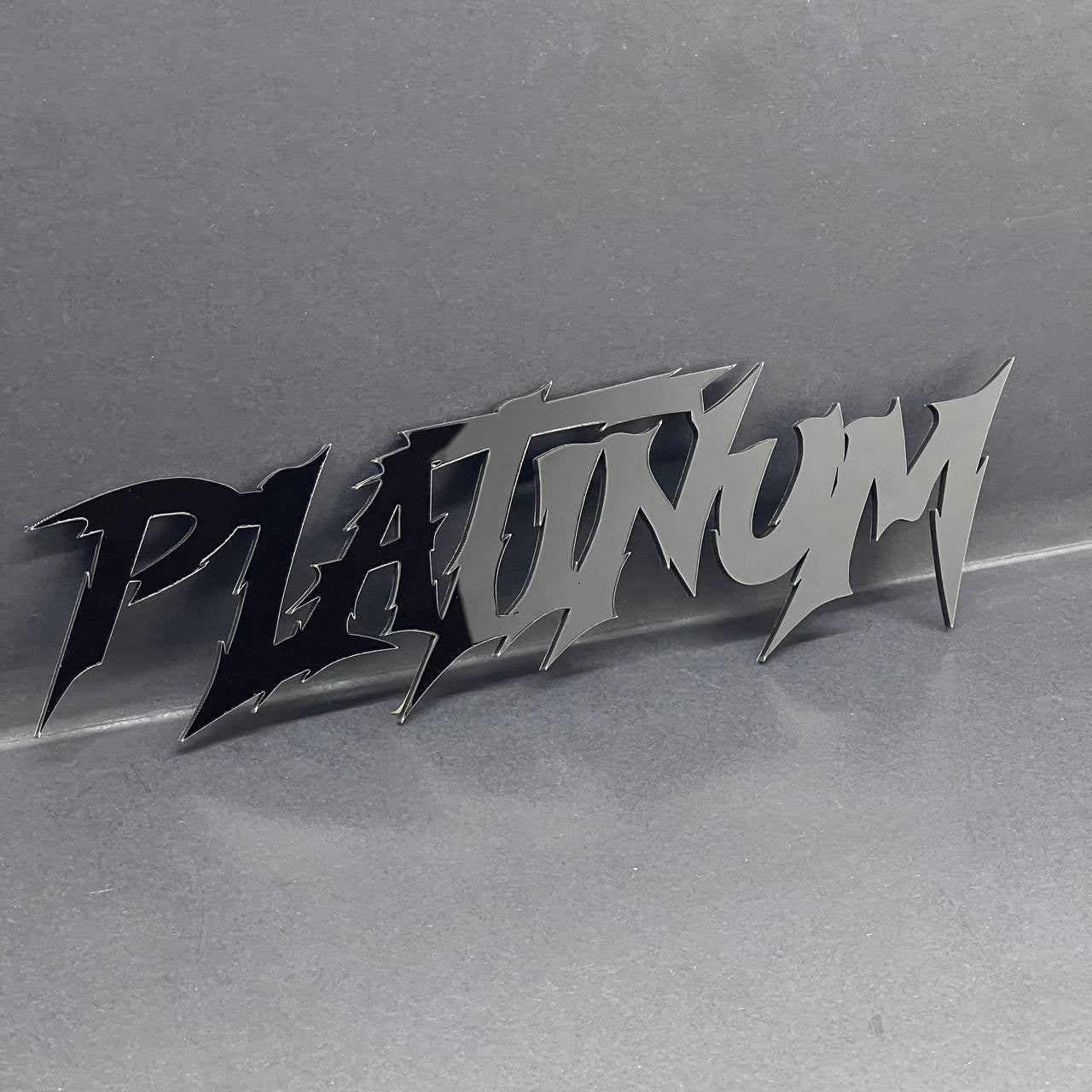 1PC PLATINUM Emblem – Black Acrylic Fender or Tailgate Badge for Car, SUV, Truck