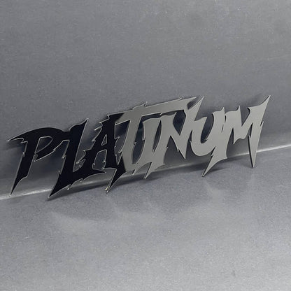 1PC PLATINUM Emblem – Black Acrylic Fender or Tailgate Badge for Car, SUV, Truck