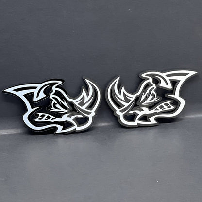Rhino Badges – 2PCS Angry 3D Emblems for Car Truck Fender Decal