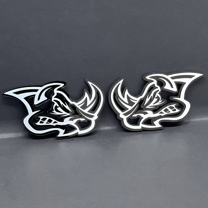 Rhino Badges – 2PCS Angry 3D Emblems for Car Truck Fender Decal