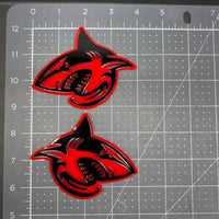 2PCS Shark Emblem Badges – 3D Aggressive Racing Style Car & Truck Fender Decals