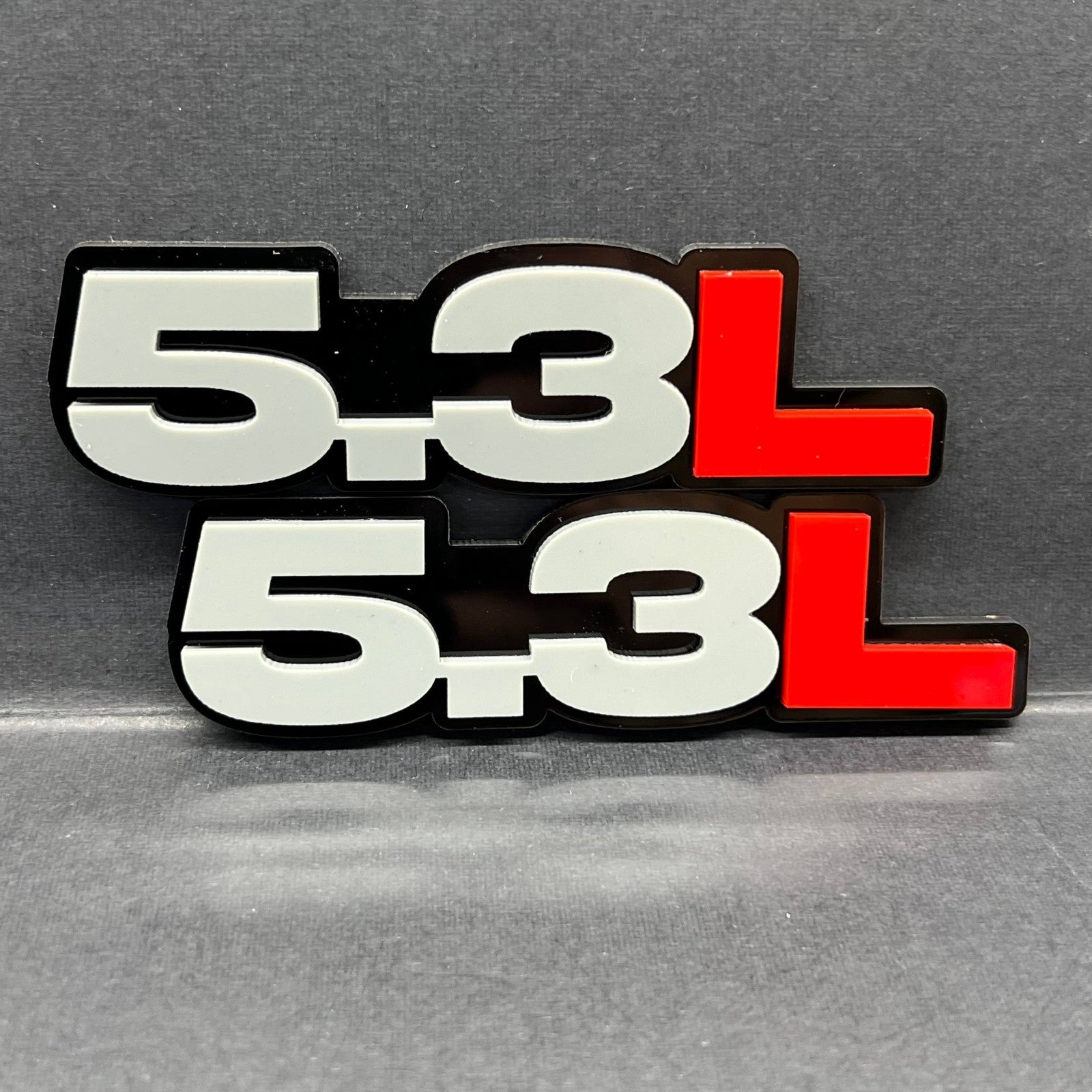 2PCS 5.3L Engine 3D Emblems – Fender & Trunk Badge Pair for Car & Truck