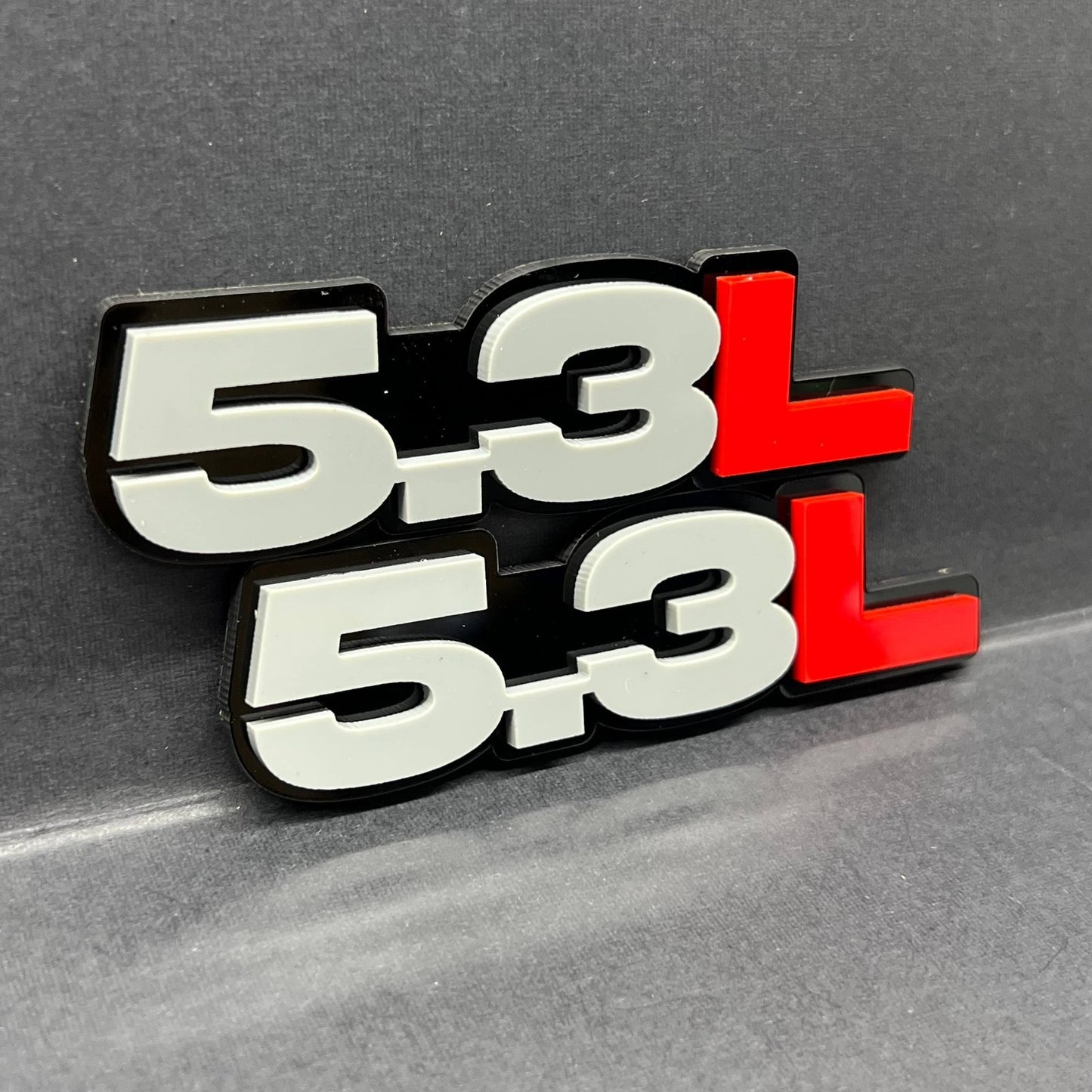 2PCS 5.3L Engine 3D Emblems – Fender & Trunk Badge Pair for Car & Truck