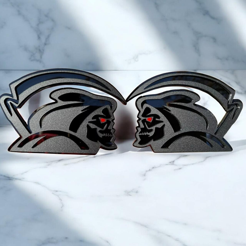 Red Eye Reaper Emblem Badge Set Matte Black Custom New