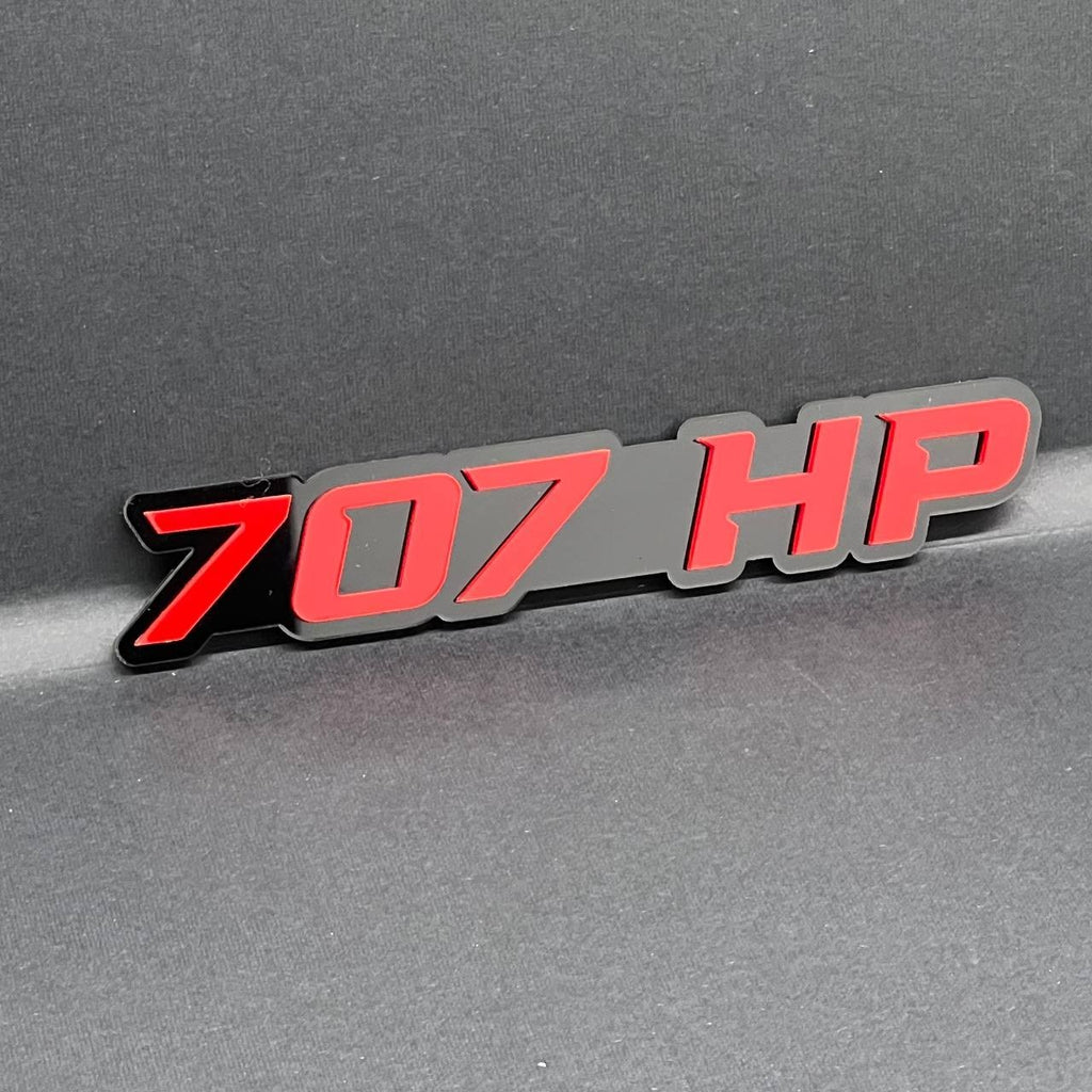 707HP EMBLEMS QTY 2 FENDER EXTERIOR 707HP ENGINE BADGE PAIR 3D ACRYLIC DECAL