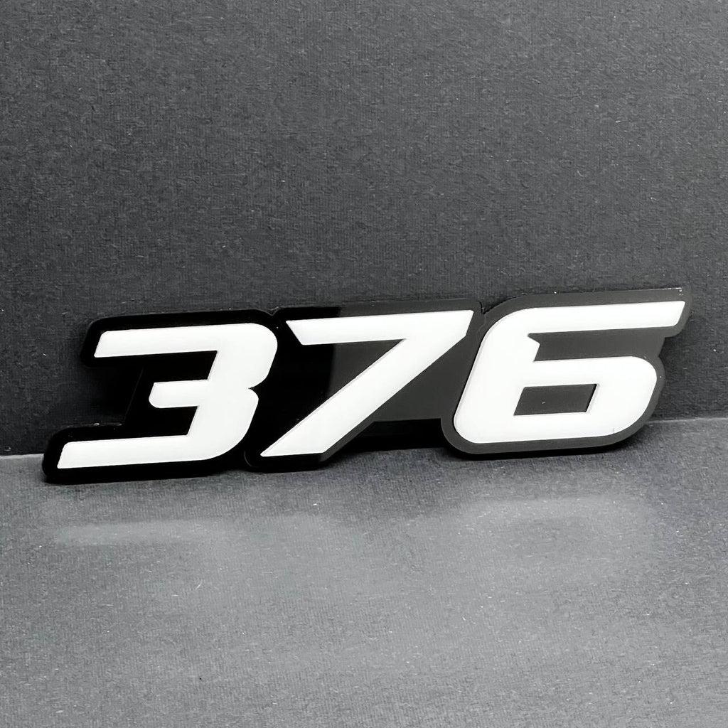 2x White black 376 Hemi Emblems 376 Side Fender Badge 3D for 376 Emblem
