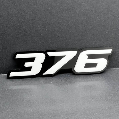 2x White black 376 Hemi Emblems 376 Side Fender Badge 3D for 376 Emblem