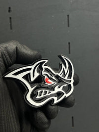 2PCS Rhino Red Eye Emblems – Angry Aggressive 3D Fender Car & Truck Badges