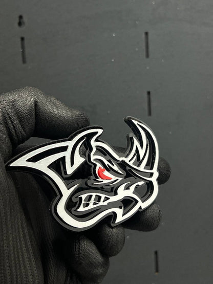 2PCS Rhino Red Eye Emblems – Angry Aggressive 3D Fender Car & Truck Badges