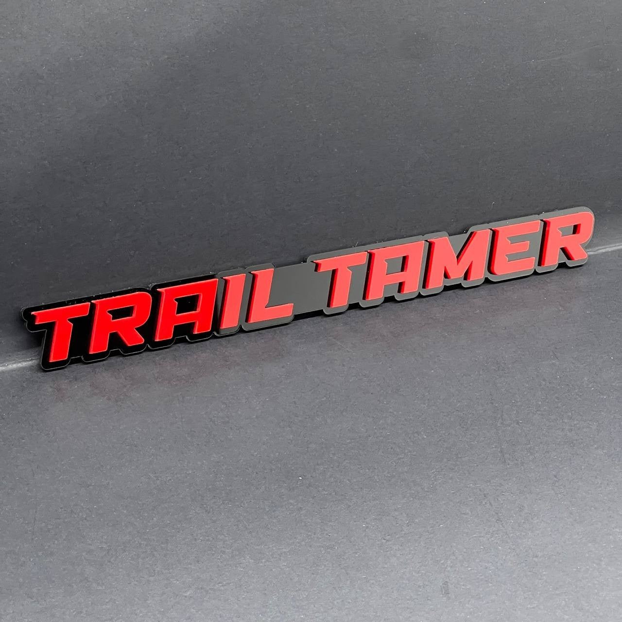1PC TRAIL TAMER Emblem – Acrylic Tailgate or Fender Badge for Car, SUV, Truck