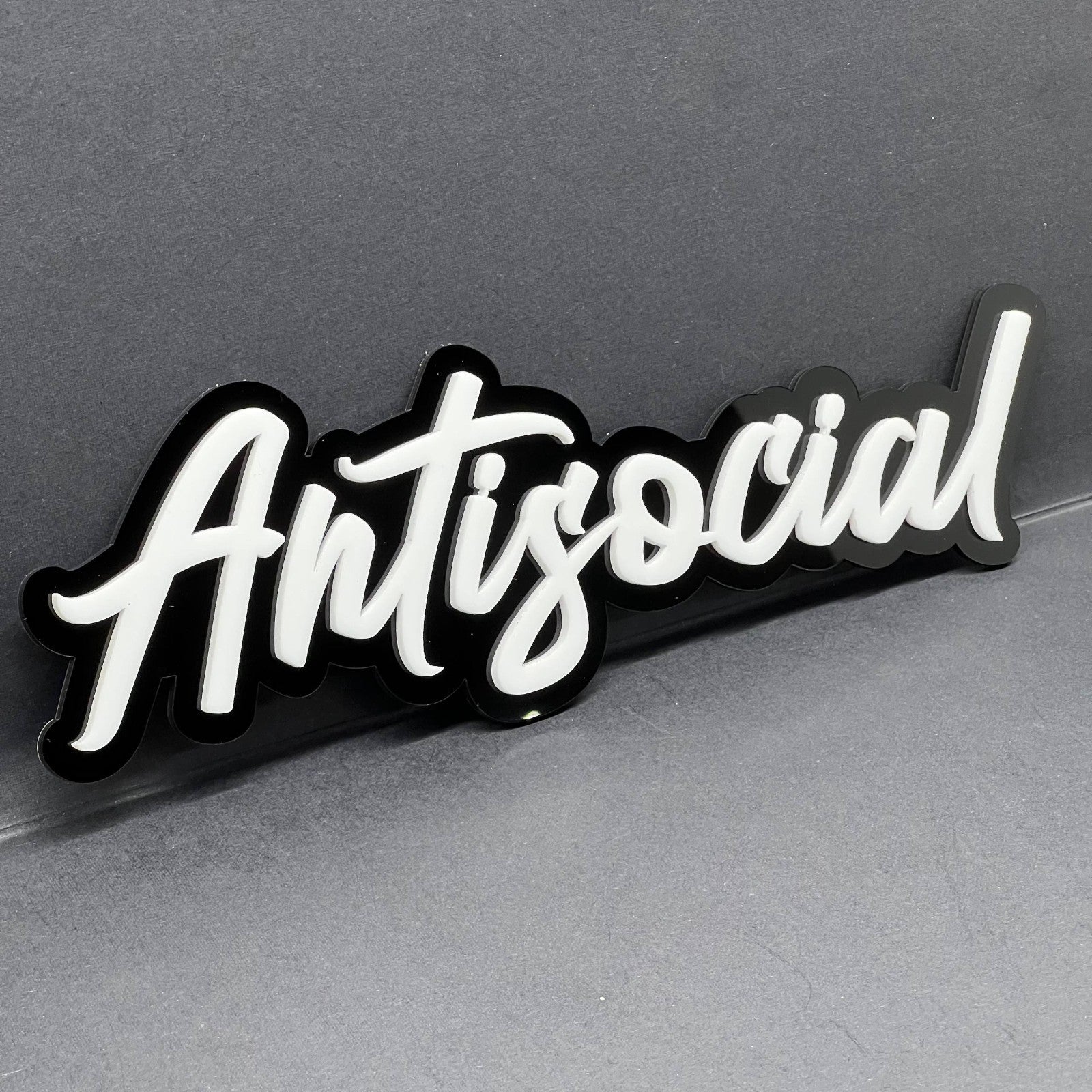 1PC ANTISOCIAL Emblem – 3D Multicolor Acrylic Badge for Car, SUV & Truck
