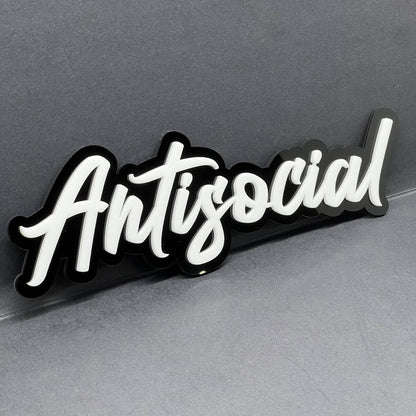 1PC ANTISOCIAL Emblem – 3D Multicolor Acrylic Badge for Car, SUV & Truck