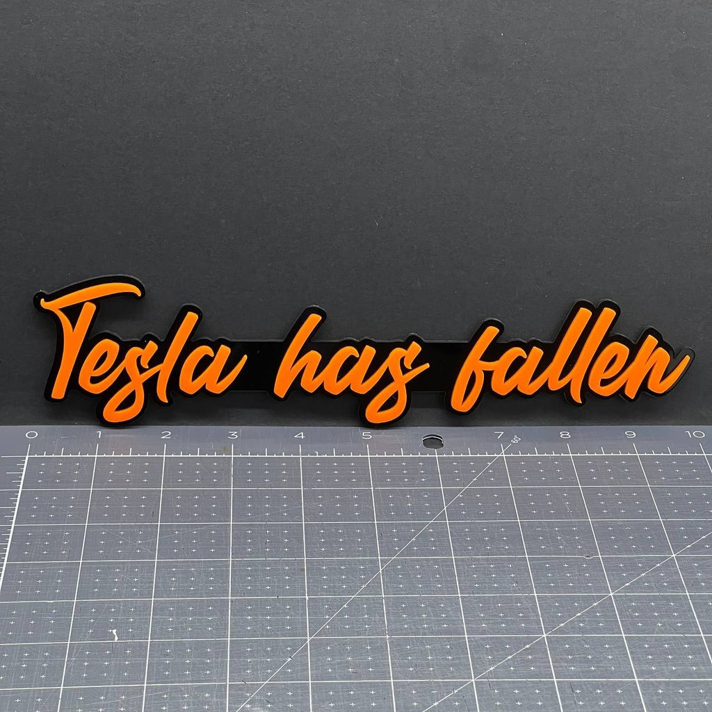1x Tesla Has Fallen Logo Emblem Custom 3D Multicolor Acrylic Fender Trunk Badge