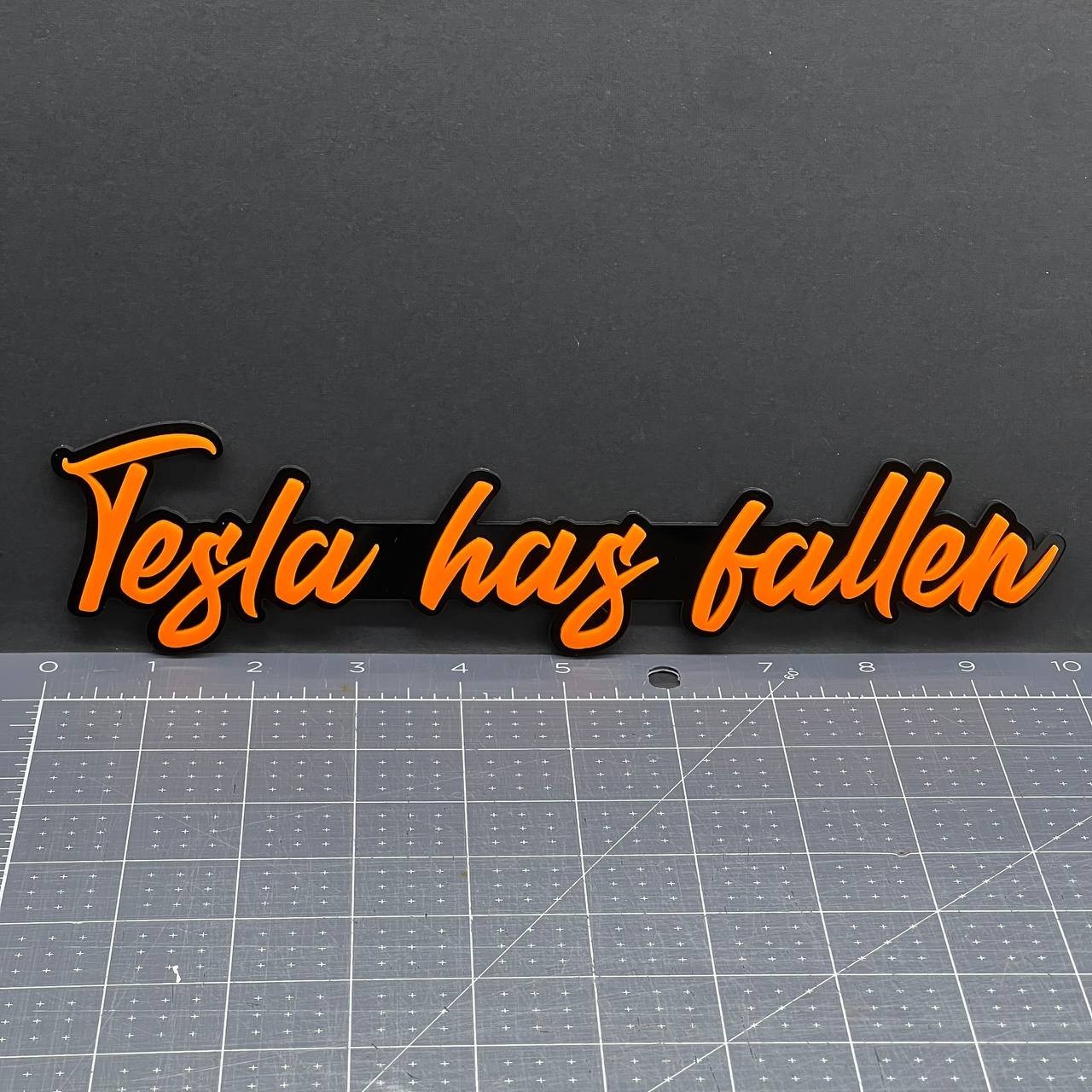 1x Tesla Has Fallen Logo Emblem Custom 3D Multicolor Acrylic Fender Trunk Badge
