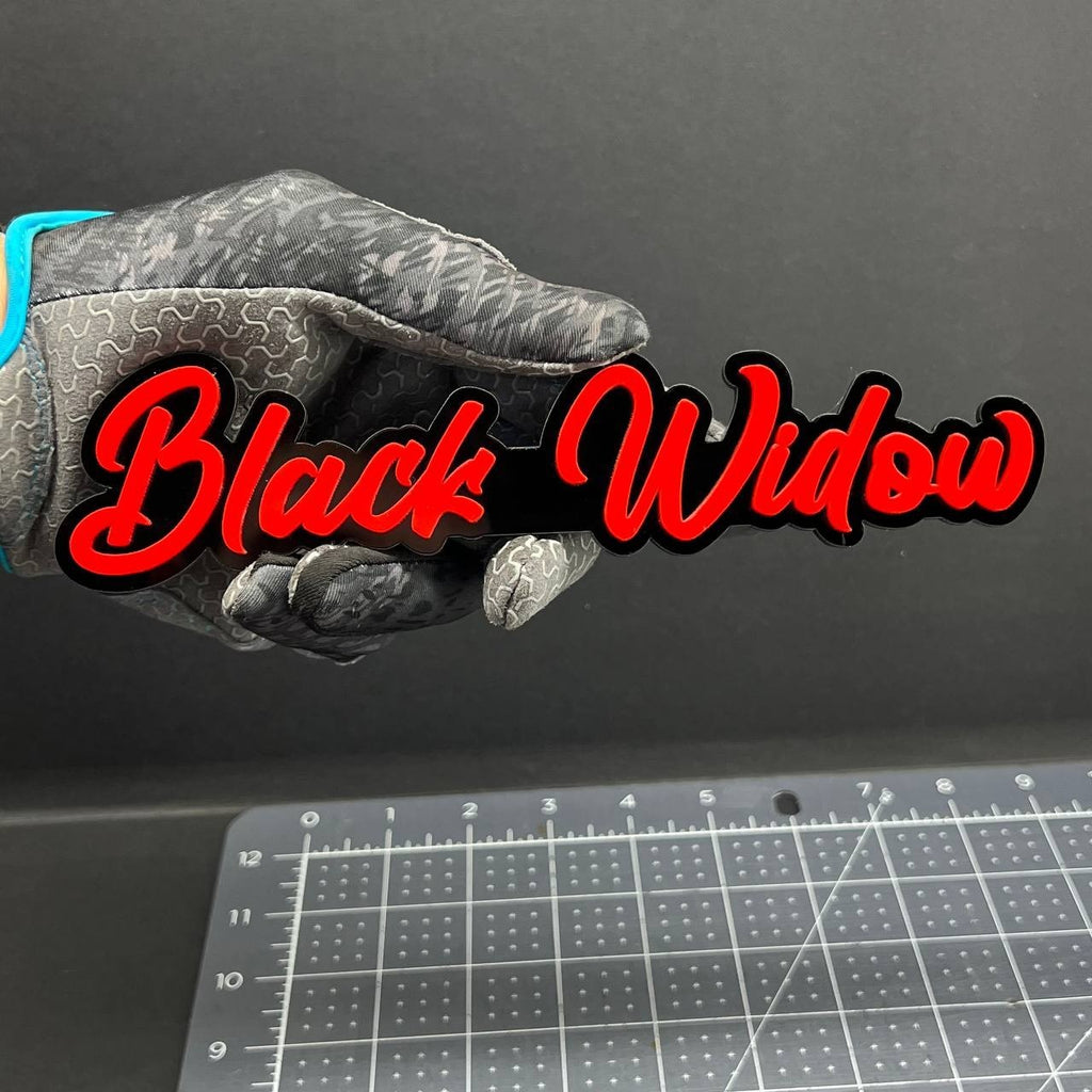 1PC Black Widow Emblem – 3D Multicolor Acrylic Car, SUV, or Truck Badge Decal