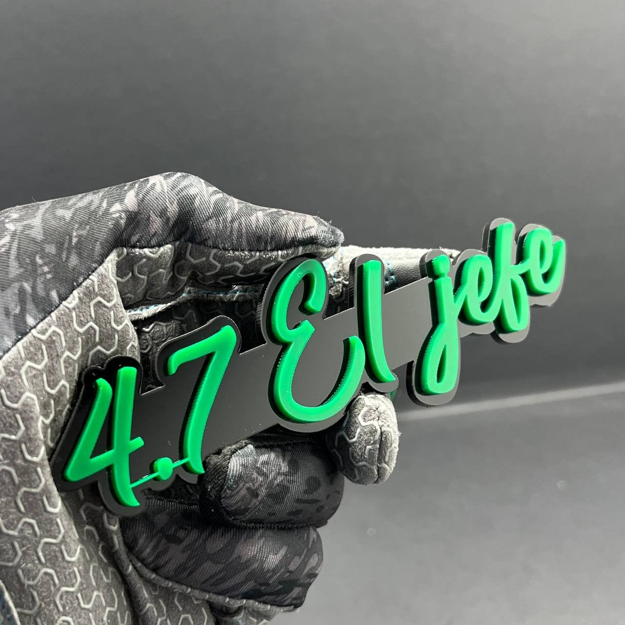 1PC 4.7 El Jefe Emblem – Custom 3D Multicolor Acrylic Car Fender Tailgate Badge