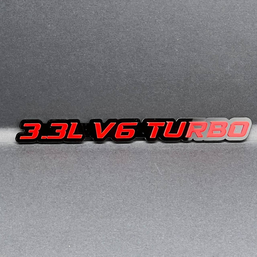 2PCS 3.3L V6 TURBO Emblems – Multicolor 3D Side Fender Badges for Cars & Trucks